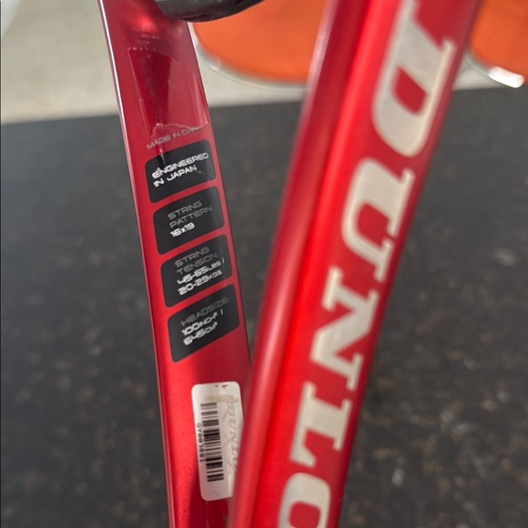 Red Tennis Racket with Orange Strings - Picture 3 of 6